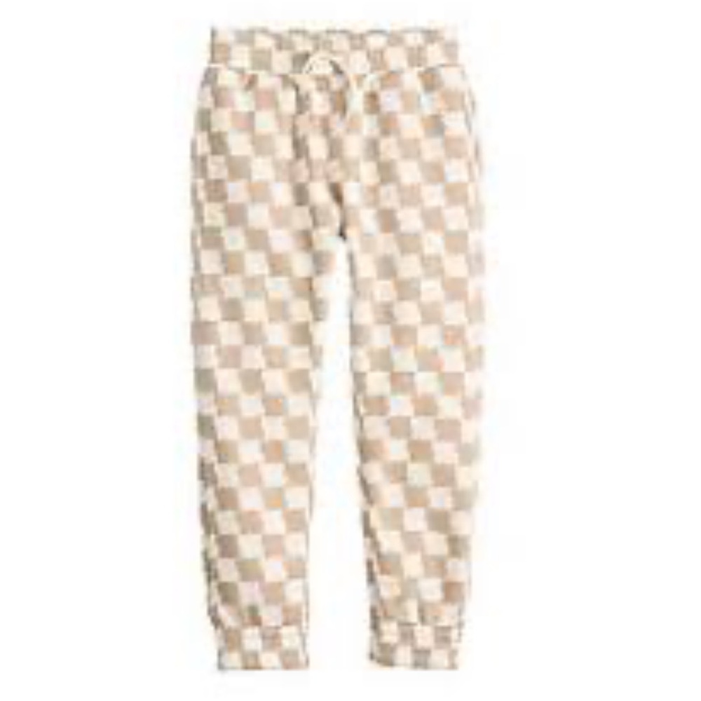 Jumping Beans Baby Toddler White & Tan Checkered Joggers Sweats Infant 24 Months
